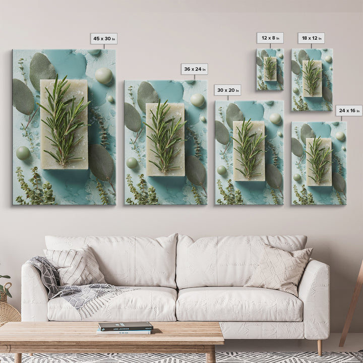 Botanical Bath Herb Arrangement Framed Canvas Print, Bathroom Art, Printable, Bathroom Decor, Watercolor Art, Spa, BAT-2x3-97