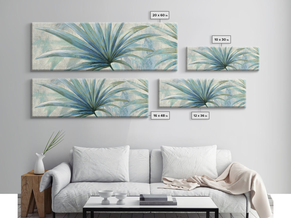 Simple Palm Frond on Off White Linen Framed Canvas Print, Bathroom Art, Minimalist Wall Art, Bathroom Decor, Fine Art, Spa, BAT-3x1-15