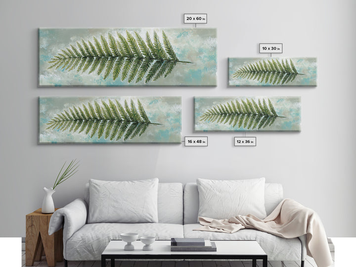 Green Fern Frond Closeup Framed Canvas Print, Bathroom Art, Wall Art, Bathroom Decor, Spa, Dog Portrait, Canvas Wall Art, BAT-3x1-2