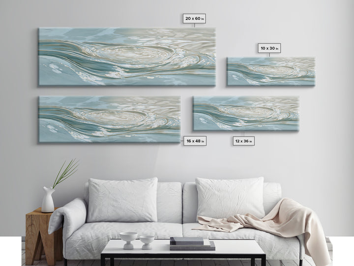 Abstract Water Ripples Canvas Print, Bathroom Art, Framed Wall Art, Bathroom Decor, Abstract Art, Spa, Bathroom Art Decor, BAT-3x1-21