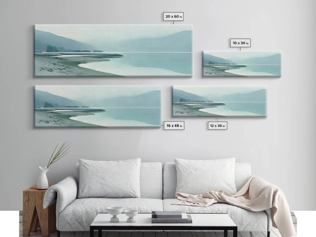 Misty Lake Scene Canvas Print, Bathroom Art, Dog Portrait, Bathroom Decor, Spa, Minimalist Wall Art, Bathroom Wallpaper, BAT-3x1-25