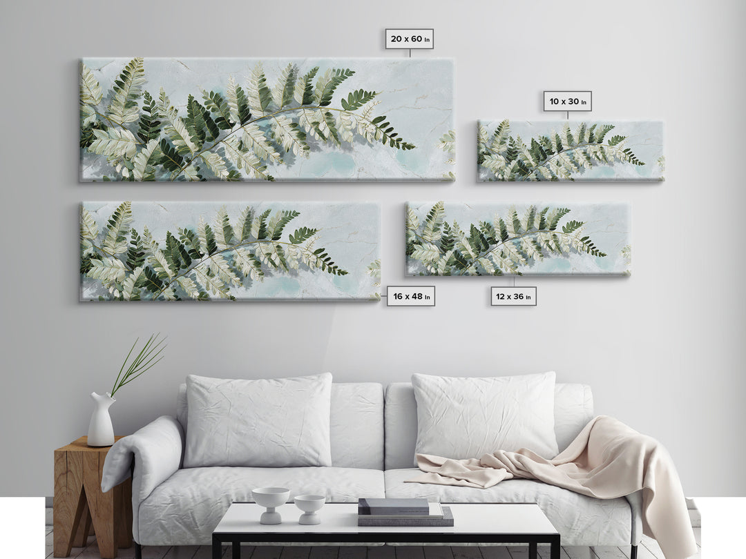 Green Fern Frond Closeup Canvas Print, Bathroom Art, Digital Wall Art, Bathroom Decor, Watercolor Art, Spa, Unique Wall Art, BAT-3x1-26