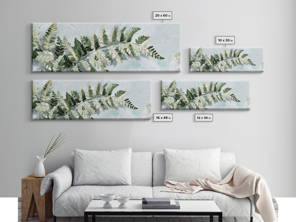 Green Fern Frond Closeup Canvas Print, Bathroom Art, Digital Wall Art, Bathroom Decor, Watercolor Art, Spa, Unique Wall Art, BAT-3x1-26