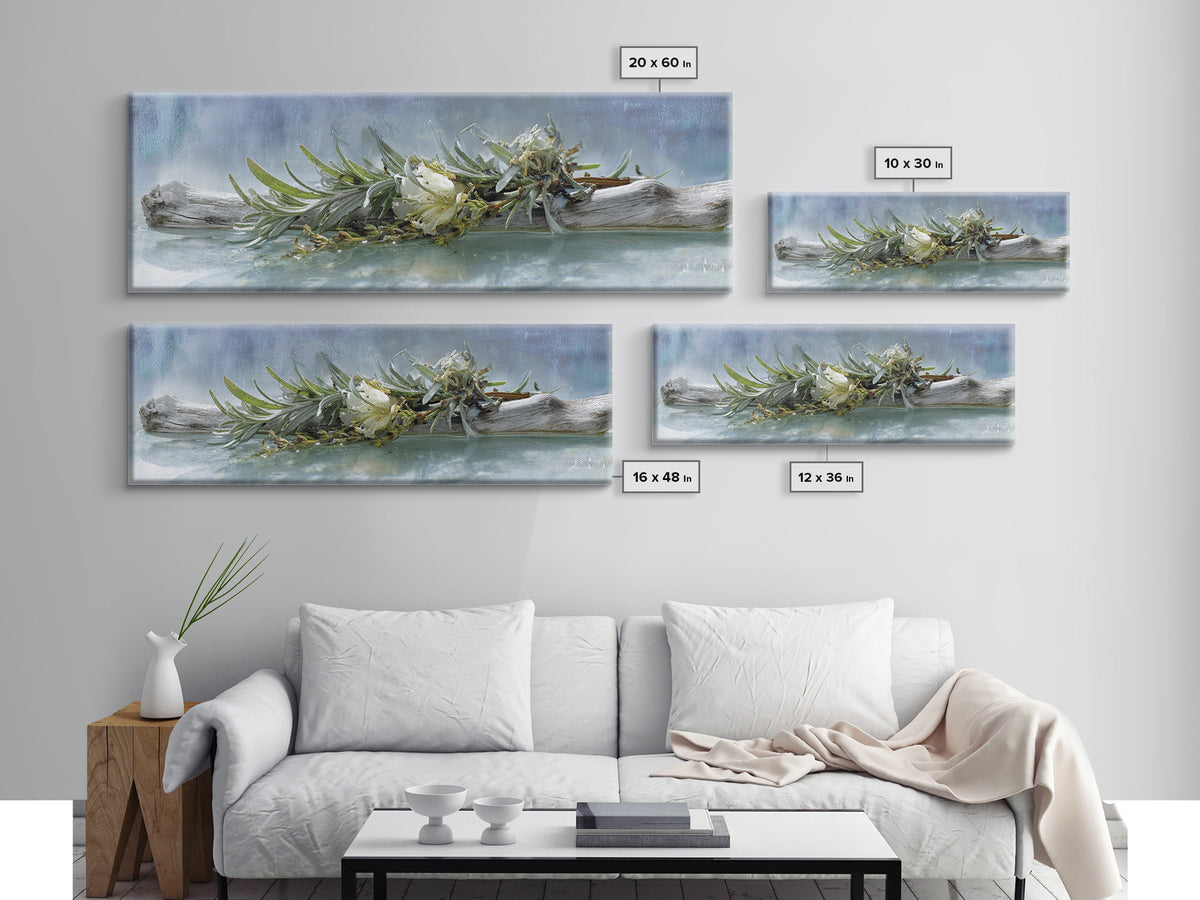 Botanical Bath Herb Arrangement Canvas Print, Bathroom Art, Bathroom Wall Art, Bathroom Decor, Oil Painting, Spa, BAT-3x1-33