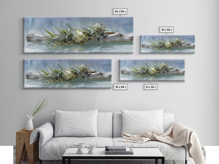 Botanical Bath Herb Arrangement Canvas Print, Bathroom Art, Bathroom Wall Art, Bathroom Decor, Oil Painting, Spa, BAT-3x1-33