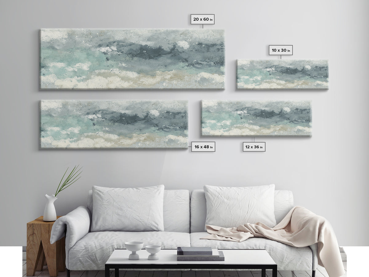Soft Cloud and Rain Composition Canvas Print, Bathroom Art, Statement Artwork, Bathroom Decor, Fine Art, Spa, Digital Art, BAT-3x1-35