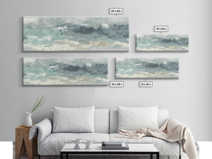 Soft Cloud and Rain Composition Canvas Print, Bathroom Art, Statement Artwork, Bathroom Decor, Fine Art, Spa, Digital Art, BAT-3x1-35