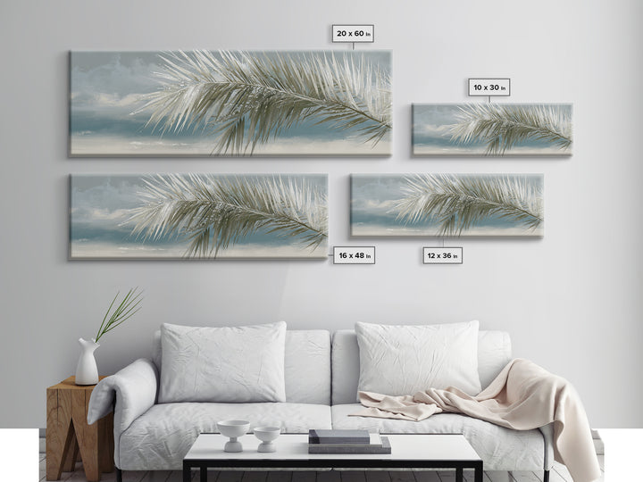 Simple Palm Frond on Off White Linen Canvas Print, Bathroom Art, Gallery Decor, Bathroom Decor, Fine Art, Spa, Minimalist Decor, BAT-3x1-39
