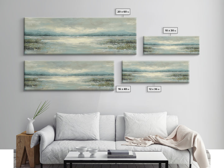 Misty Lake Scene Canvas Print, Bathroom Art, Dog Portrait, Bathroom Decor, Spa, Minimalist Wall Art, Bathroom Wallpaper, BAT-3x1-49