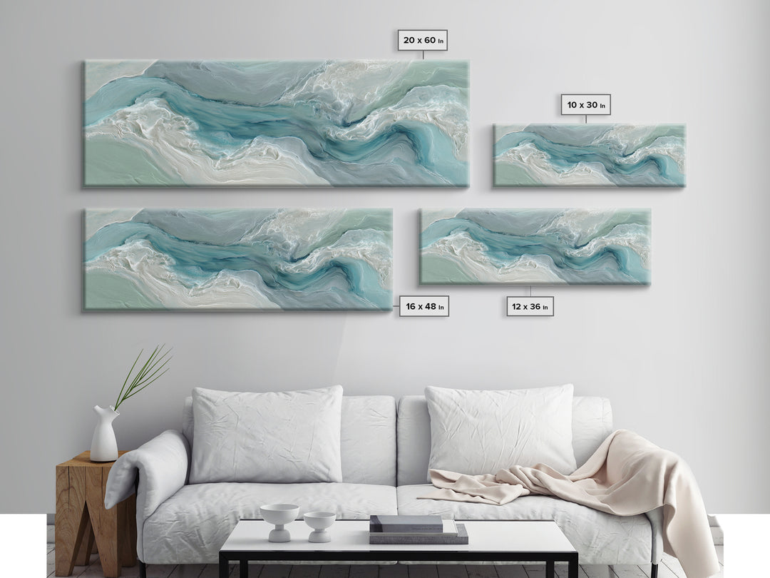 Soft Cloud and Rain Composition Framed Canvas Print, Bathroom Art, Textured Painting, Bathroom Decor, Spa, Bathroom Wall Art, BAT-3x1-59