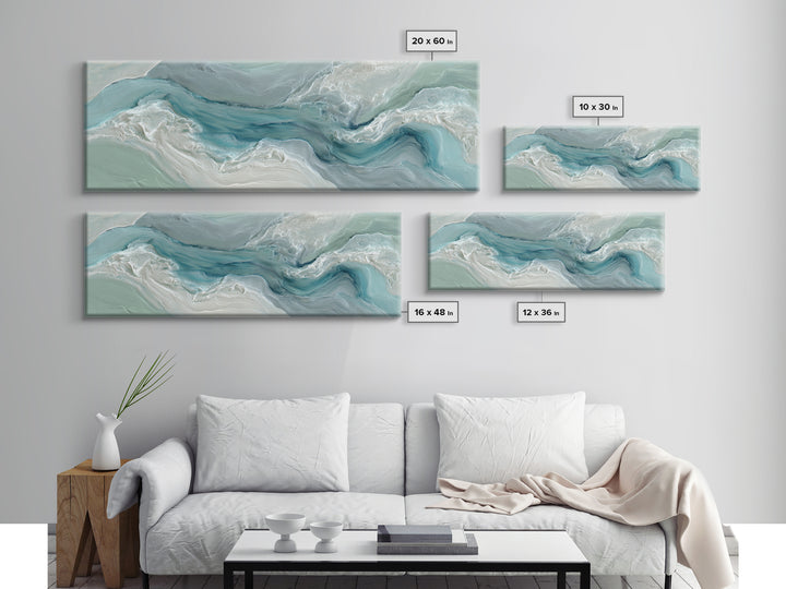 Soft Cloud and Rain Composition Framed Canvas Print, Bathroom Art, Textured Painting, Bathroom Decor, Spa, Bathroom Wall Art, BAT-3x1-59