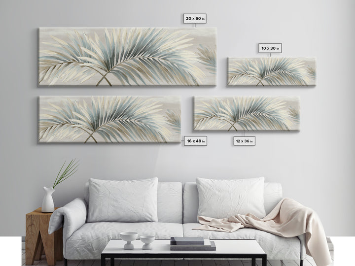Simple Palm Frond on Off White Linen Framed Canvas Print, Bathroom Art, Boho Decor, Bathroom Decor, Abstract Art, Spa, BAT-3x1-63