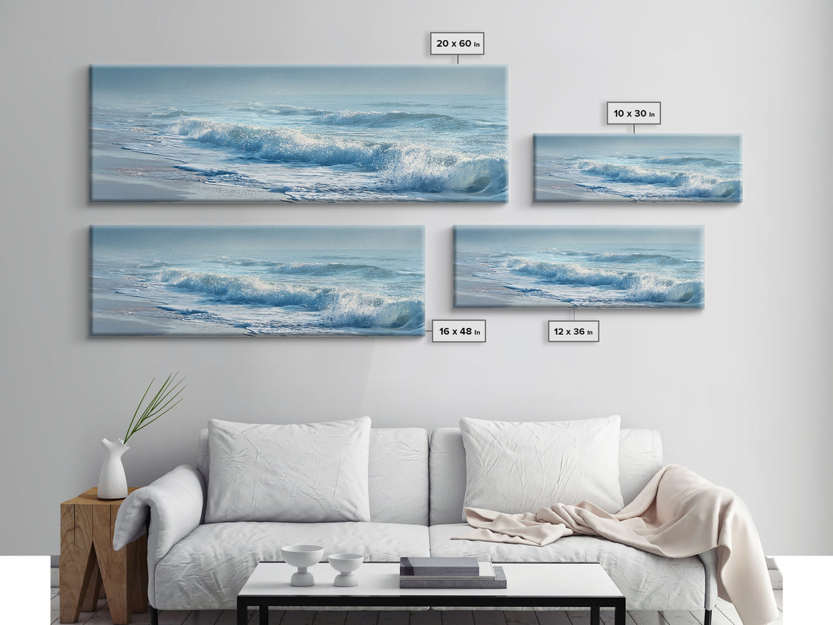 Calming Blue Ocean Wave Study Canvas Print, Bathroom Art, Bathroom Prints, Bathroom Decor, Watercolor Art, Spa, Trendy Wall Art, BAT-3x1-65
