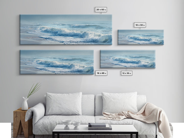 Calming Blue Ocean Wave Study Canvas Print, Bathroom Art, Bathroom Prints, Bathroom Decor, Watercolor Art, Spa, Trendy Wall Art, BAT-3x1-65