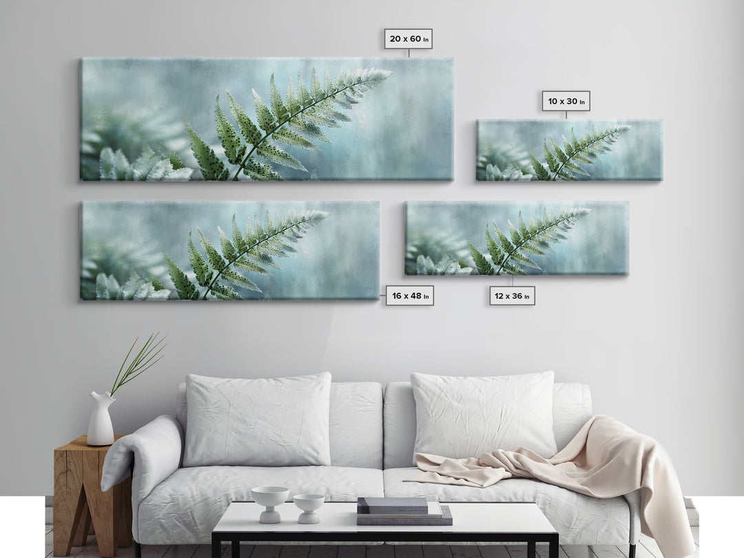 Green Fern Frond Closeup Framed Canvas Print, Bathroom Art, Framed Wall Art, Bathroom Decor, Oil Painting, Spa, BAT-3x1-74