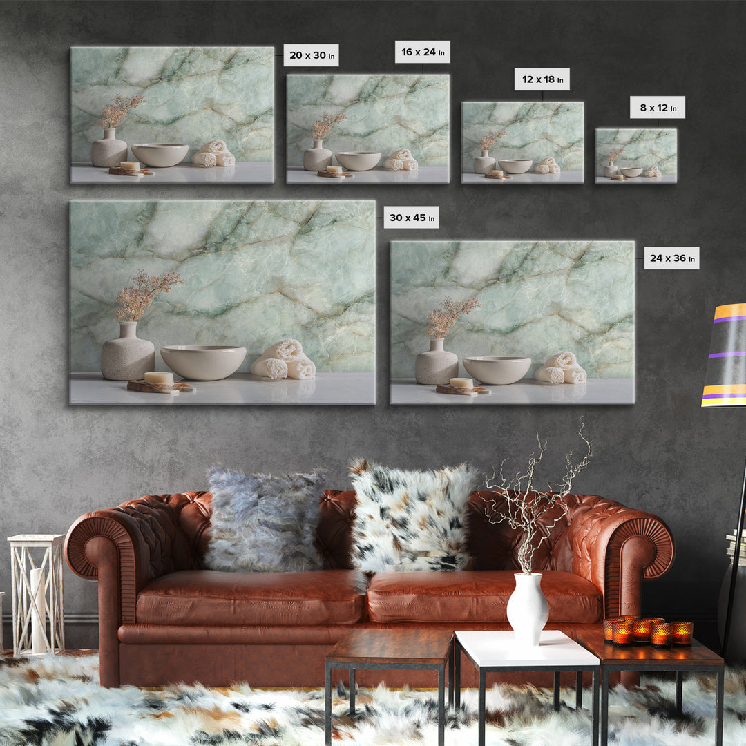 Abstract Marble Texture Framed Canvas Print, Bathroom Art, Bathroom Decor, Abstract Art, Spa, Bathroom Wall Decor, BAT-3x2-20