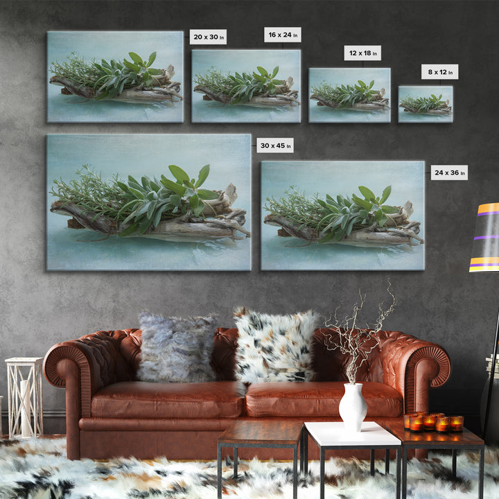 Botanical Bath Herb Arrangement Canvas Print, Bathroom Art, Bathroom Decor, Fine Art, Spa, Bathroom Accessories, Modern Art, BAT-3x2-21