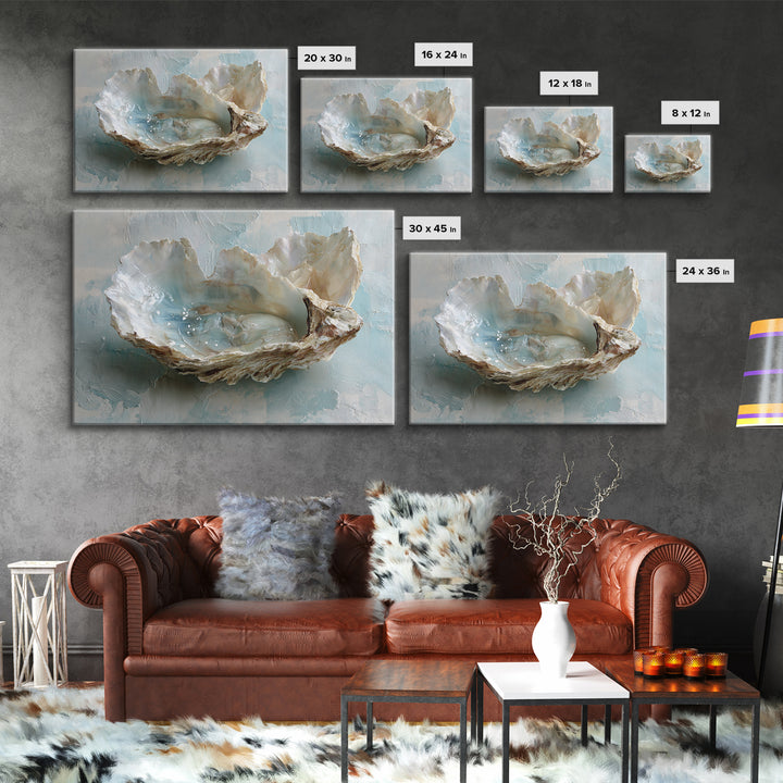 Oyster Shell Study Canvas Print, Bathroom Art, Printable, Bathroom Decor, Watercolor Art, Spa, Bathroom Prints, BAT-3x2-26