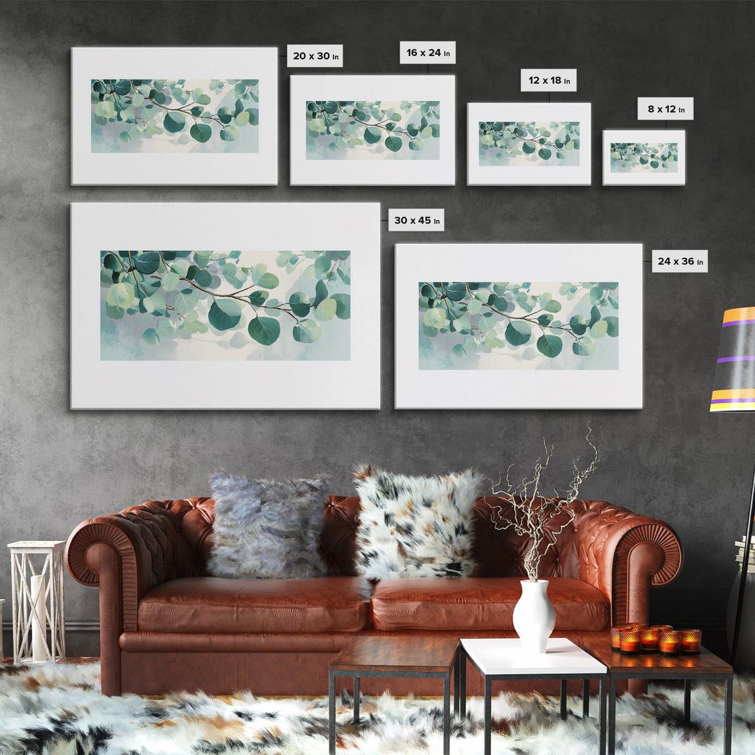 Spa Eucalyptus Branch Canvas Print, Bathroom Art, Wall Hanging, Bathroom Decor, Oil Painting, Spa, Modern Art, BAT-3x2-30
