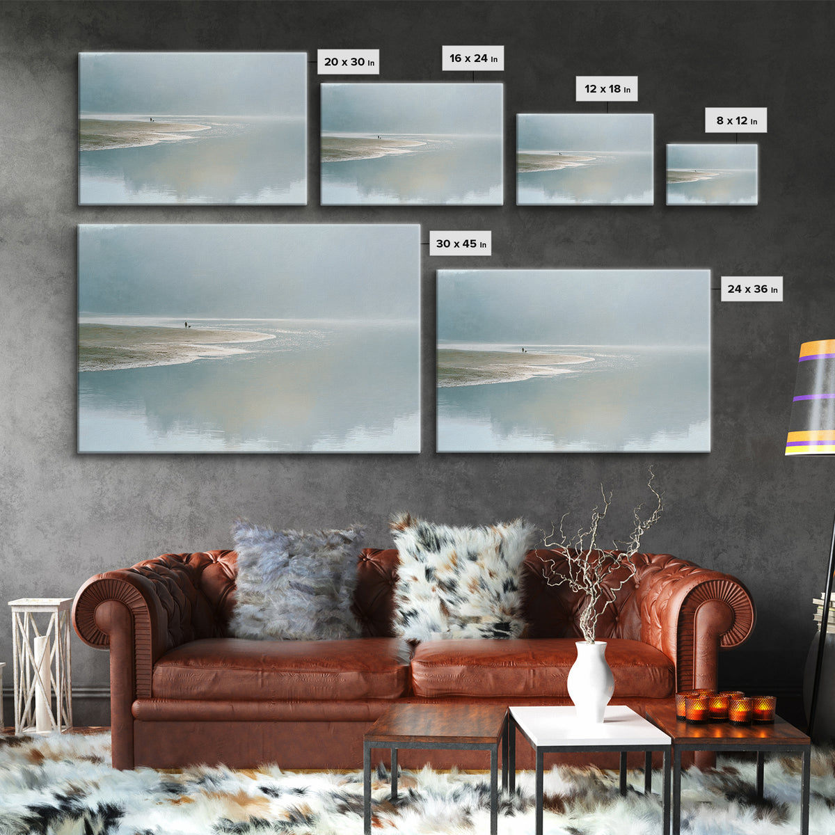 Misty Lake Scene Canvas Print, Bathroom Art, Canvas Wall Art, Bathroom Decor, Spa, Bathroom Wallpaper, Funny Bathroom Art, BAT-3x2-61