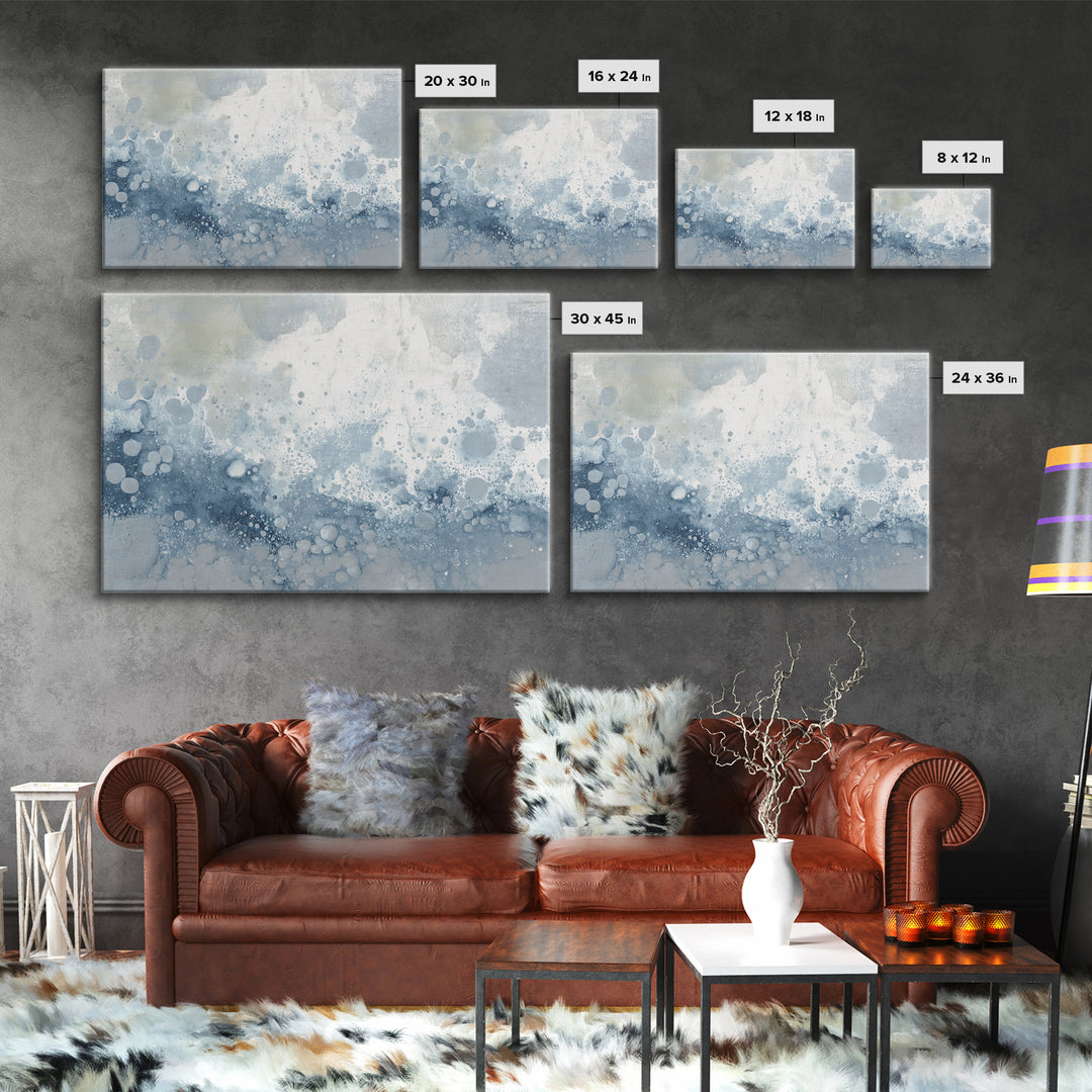 Soft Cloud and Rain Composition Framed Canvas Print, Bathroom Art, Bathroom Decor, Watercolor Art, Spa, Modern Wall Art, BAT-3x2-71