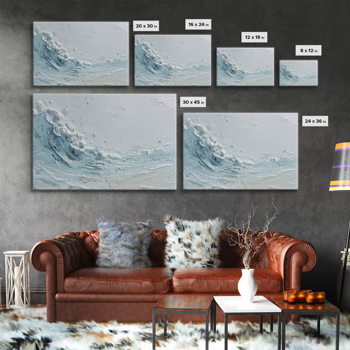 Calming Blue Ocean Wave Study Framed Canvas Print, Bathroom Art, Modern Art, Bathroom Decor, Fine Art, Spa, Statement Artwork, BAT-3x2-77