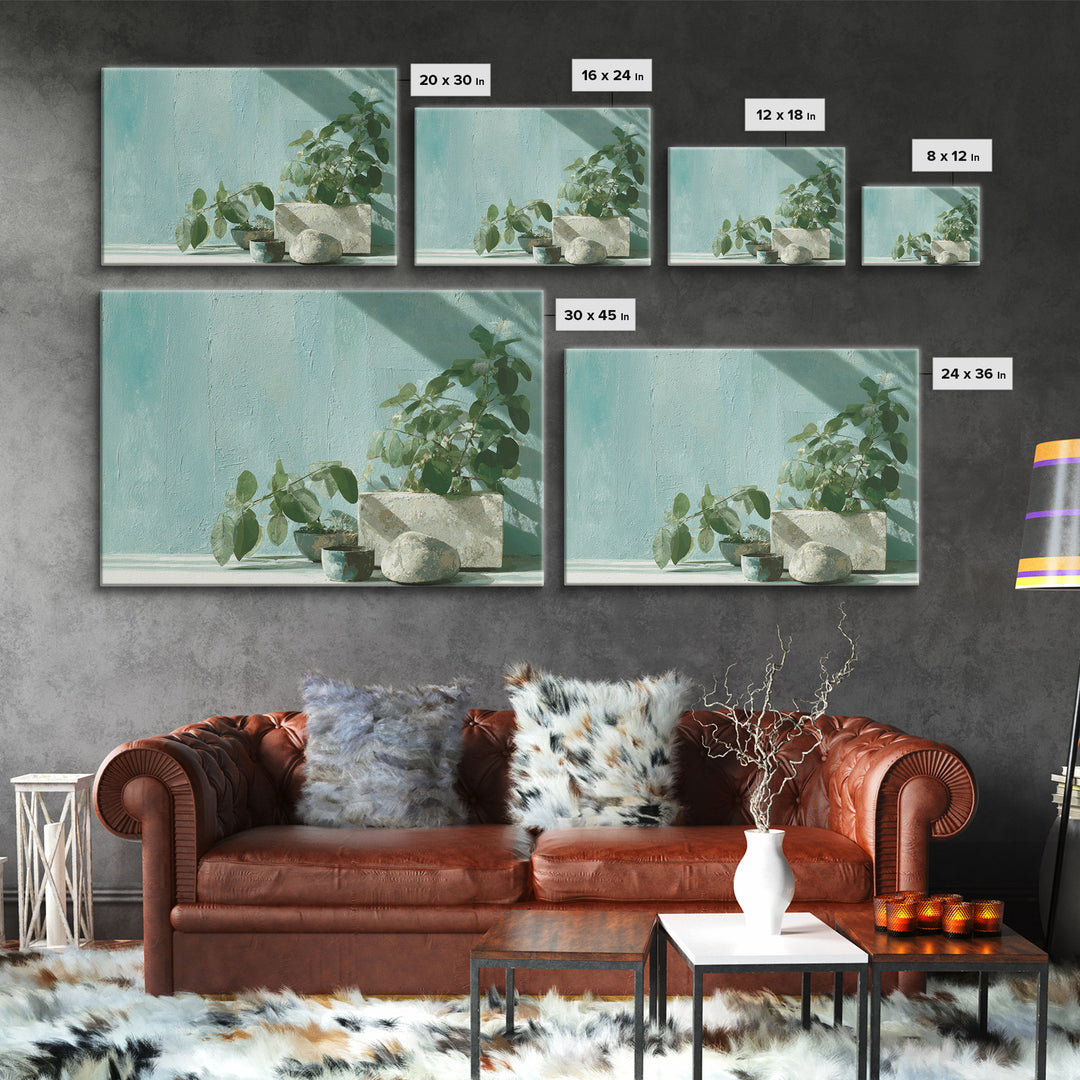 Sunlit Window Plant Shadow on Plaster Canvas Print, Bathroom Art, Bathroom Decor, Abstract Art, Spa, Funny Bathroom Art, BAT-3x2-94