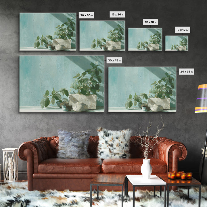 Sunlit Window Plant Shadow on Plaster Canvas Print, Bathroom Art, Bathroom Decor, Abstract Art, Spa, Funny Bathroom Art, BAT-3x2-94