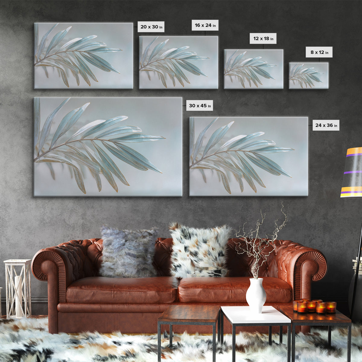 Simple Palm Frond on Off White Linen Framed Canvas Print, Bathroom Art, Gallery Decor, Bathroom Decor, Abstract Art, Spa, BAT-3x2-99