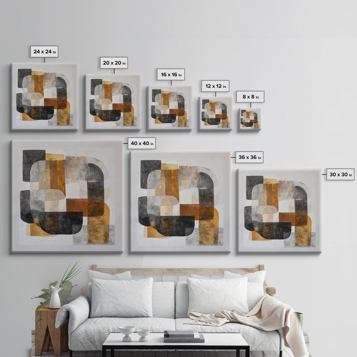 Abstract Charcoal Gestures on White Paper Canvas Print, Black and White Art, Photo Prints, Living Room Decor, Monochrome, BAW-1x1-100