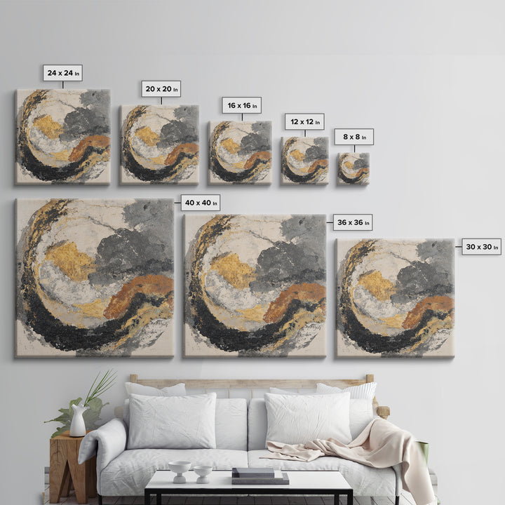 Abstract Marble Texture Canvas Print, Black and White Art, Original Art, Living Room Decor, Abstract Art, Monochrome, BAW-1x1-15