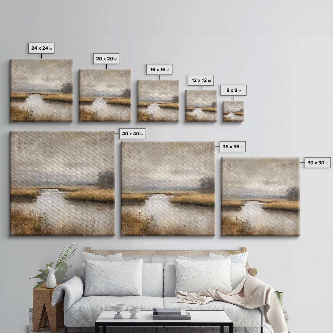 Misty Bridge Landscape Canvas Print, Black and White Art, Abstract Art, Living Room Decor, Watercolor Art, Monochrome, BAW-1x1-19