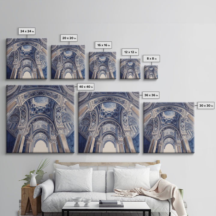 High Contrast Architectural Arches and Shadows Canvas Print, Black and White Art, Apartment Decor, Living Room Decor, BAW-1x1-27