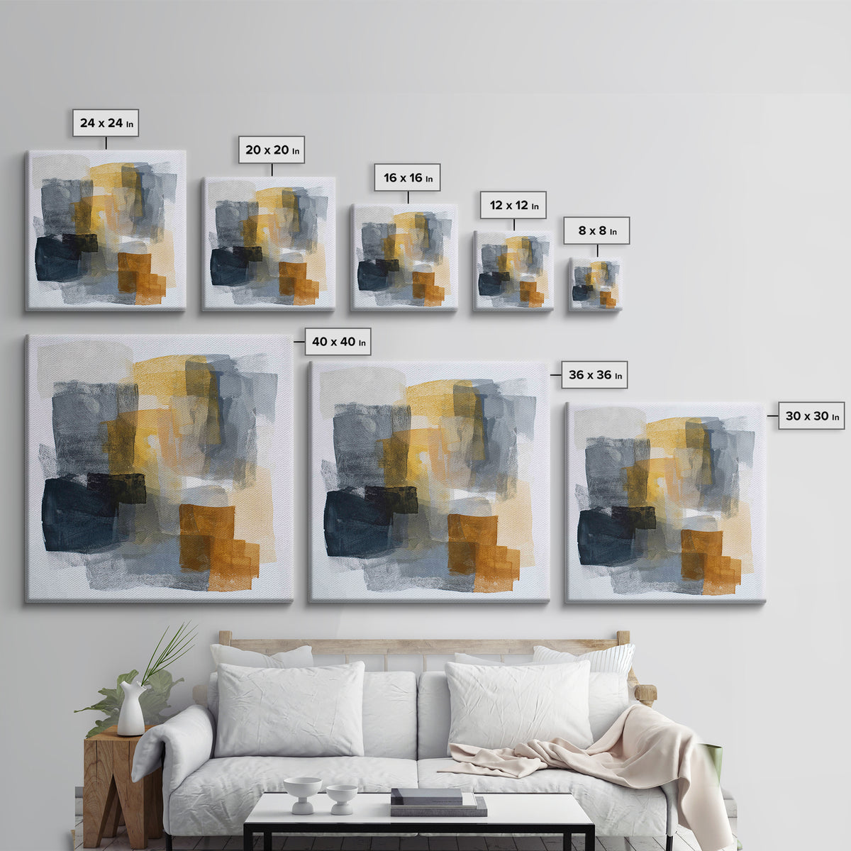 Abstract Charcoal Gestures on White Paper Canvas Print, Black and White Art, Living Room Decor, Abstract Art, Monochrome, BAW-1x1-4