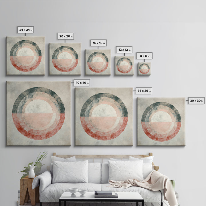Large Circle and Line Abstract Framed Canvas Print, Black and White Art, Wall Decor, Living Room Decor, Fine Art, Monochrome, BAW-1x1-48