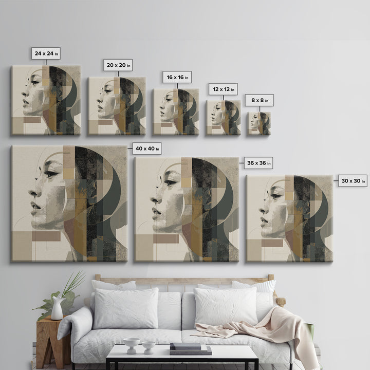 Monochrome Female Profile Canvas Print, Black and White Art, Room Decor, Living Room Decor, Abstract Art, Monochrome, BAW-1x1-49