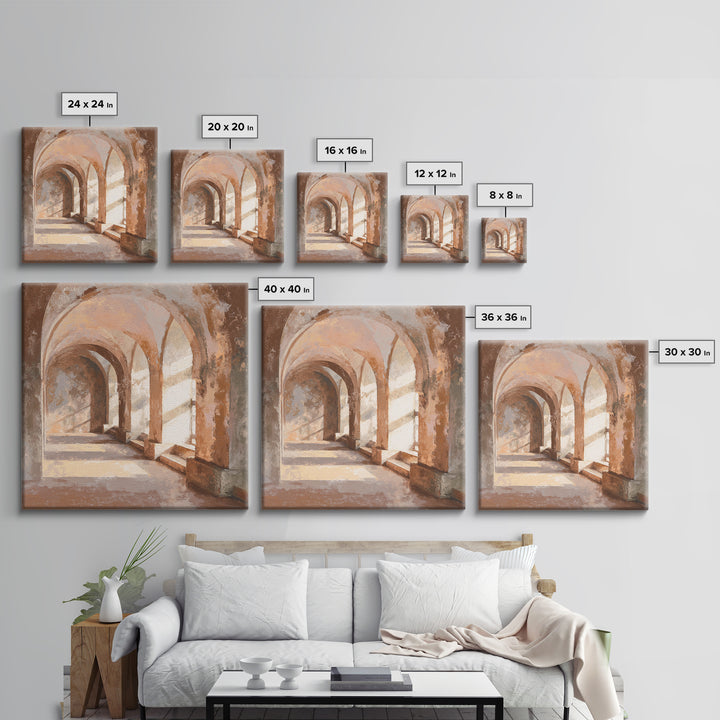 High Contrast Architectural Arches and Shadows Canvas Print, Black and White Art, Modern Art, Living Room Decor, Monochrome, BAW-1x1-51