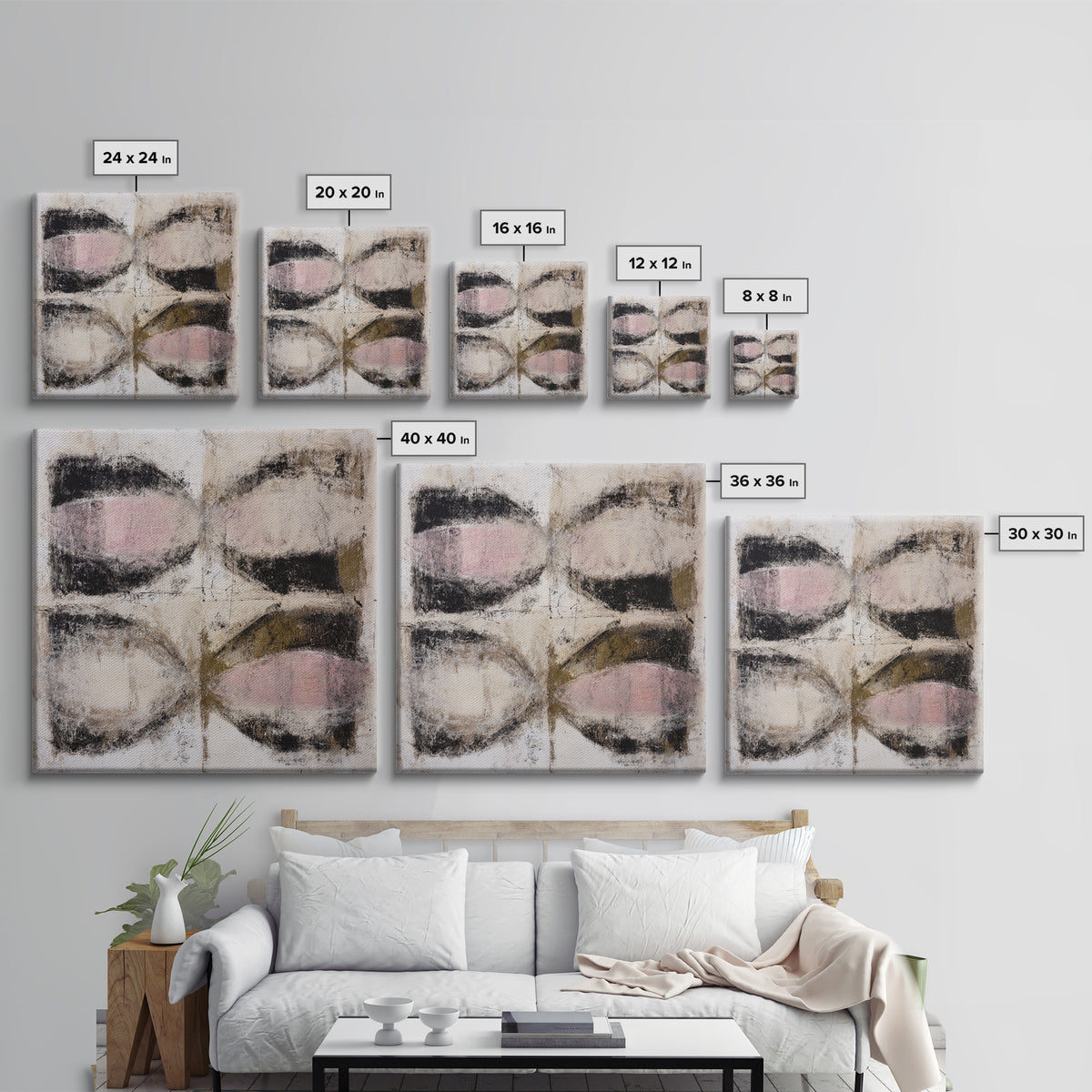Abstract Charcoal Gestures on White Paper Canvas Print, Black and White Art, Printable Art, Living Room Decor, Monochrome, BAW-1x1-52