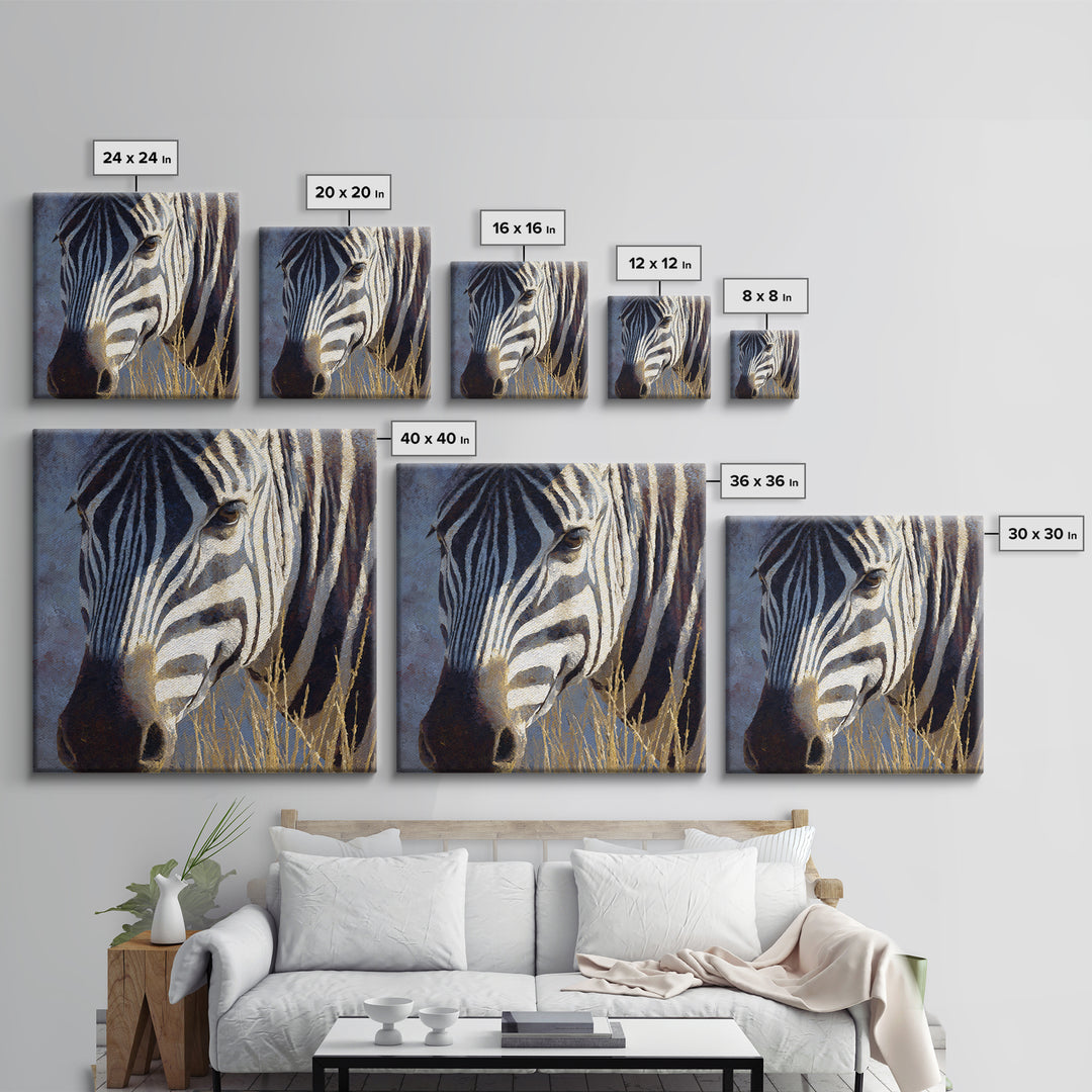Zebra Stripe Closeup as Graphic Abstraction Canvas Print, Black and White Art, Fine Art Print, Living Room Decor, Monochrome, BAW-1x1-80