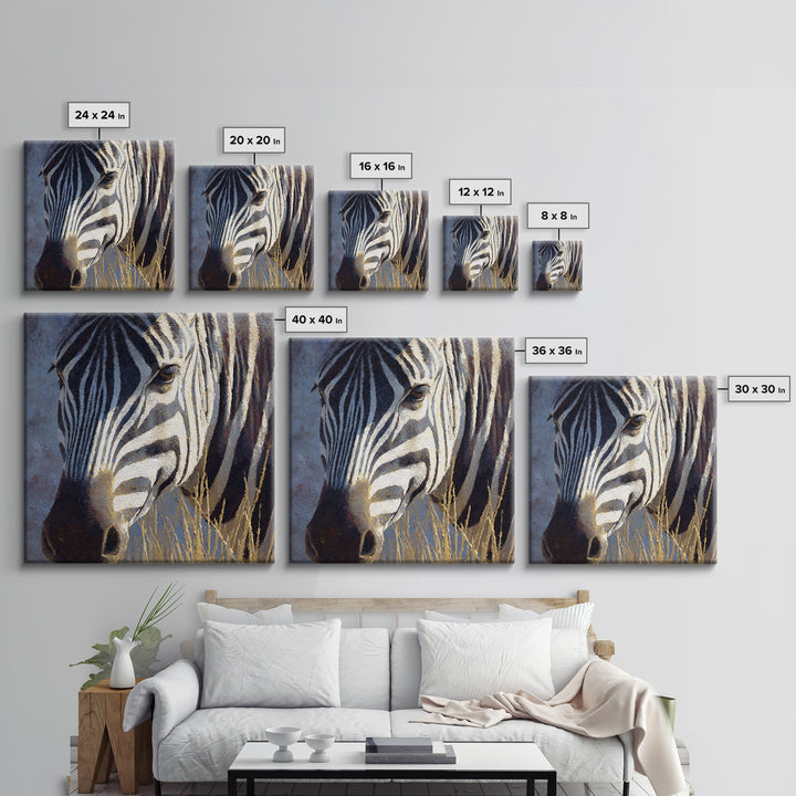 Zebra Stripe Closeup as Graphic Abstraction Canvas Print, Black and White Art, Fine Art Print, Living Room Decor, Monochrome, BAW-1x1-80