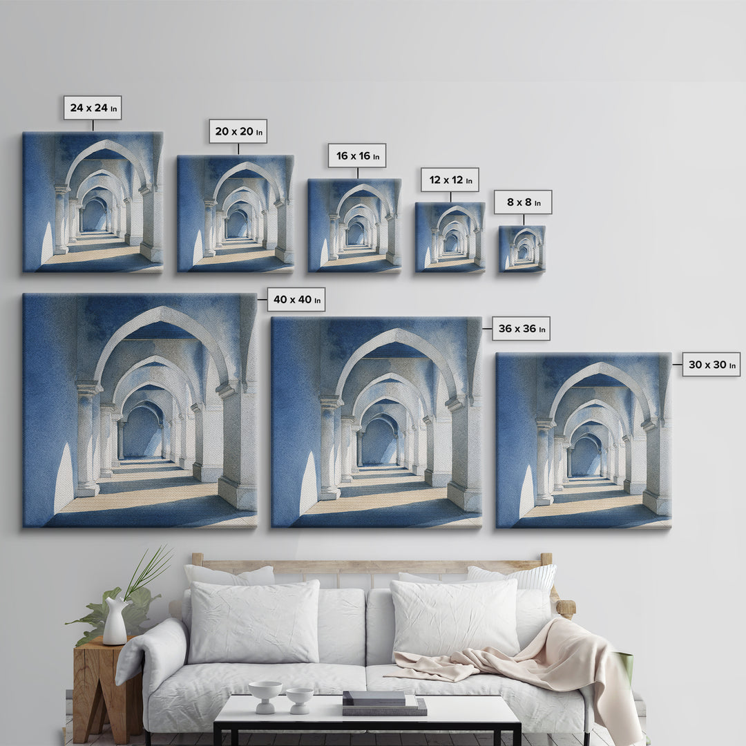 High Contrast Architectural Arches and Shadows Canvas Print, Black and White Art, Wall Decor, Living Room Decor, Monochrome, BAW-1x1-99