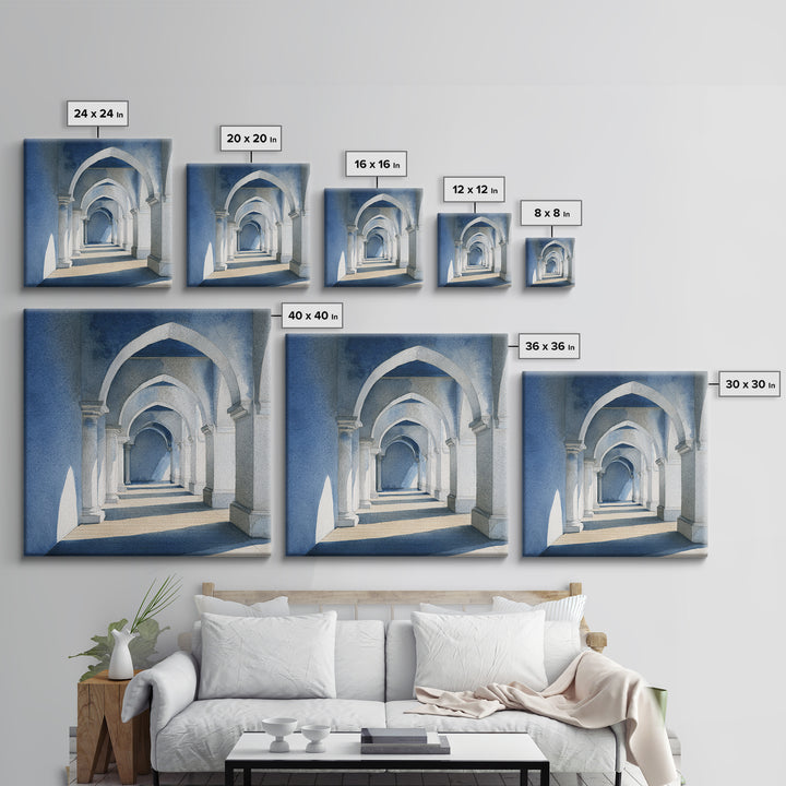 High Contrast Architectural Arches and Shadows Canvas Print, Black and White Art, Wall Decor, Living Room Decor, Monochrome, BAW-1x1-99