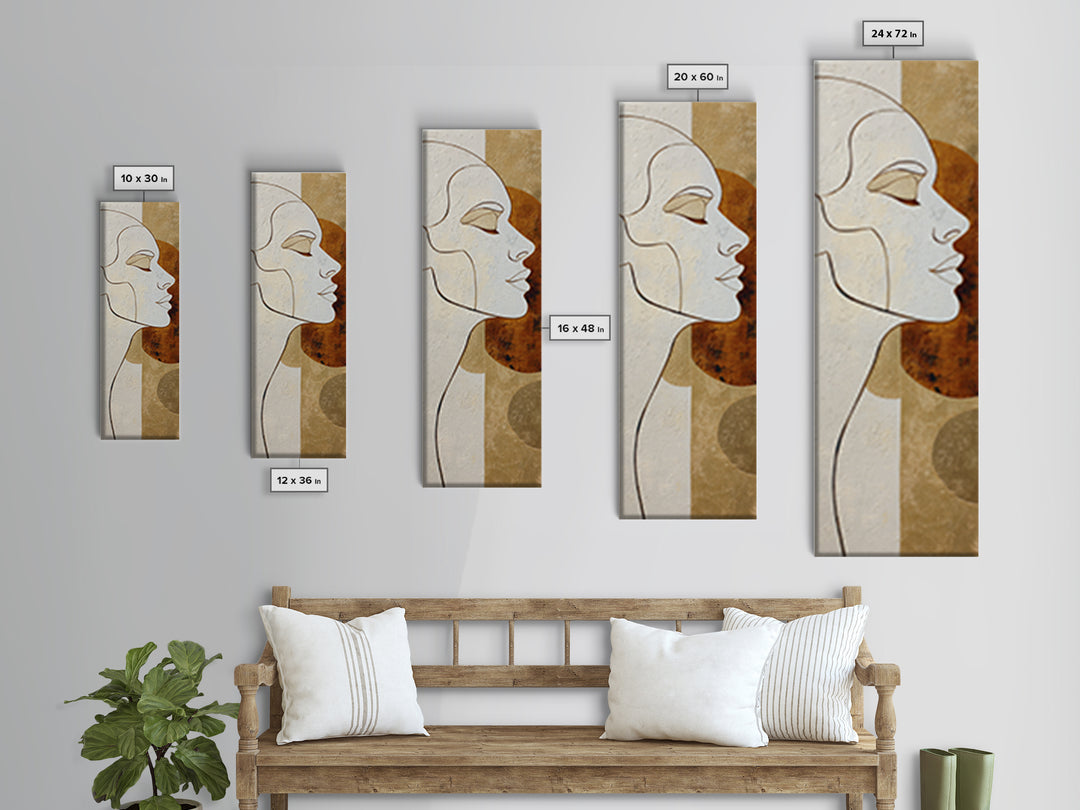 Monochrome Female Profile Canvas Print, Black and White Art, Minimalist Decor, Living Room Decor, Fine Art, Monochrome, BAW-1x3-13