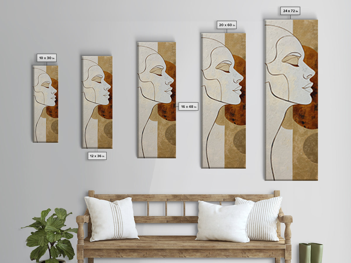 Monochrome Female Profile Canvas Print, Black and White Art, Minimalist Decor, Living Room Decor, Fine Art, Monochrome, BAW-1x3-13