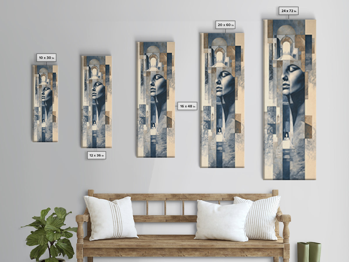 High Contrast Architectural Arches and Shadows Canvas Print, Black and White Art, Mid Century Modern, Living Room Decor, BAW-1x3-15
