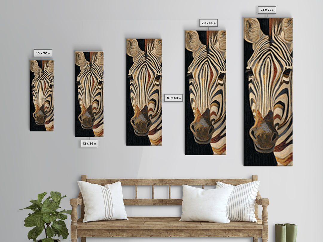 Zebra Stripe Closeup as Graphic Abstraction Framed Canvas Print, Black and White Art, Art, Living Room Decor, Monochrome, BAW-1x3-20
