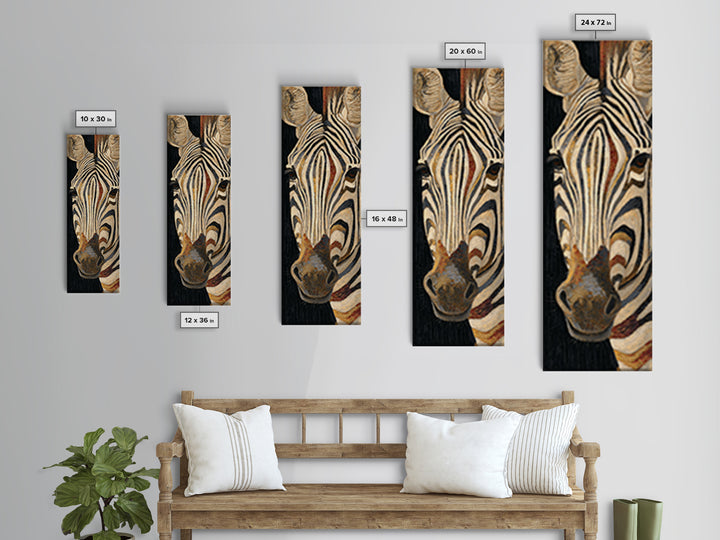 Zebra Stripe Closeup as Graphic Abstraction Framed Canvas Print, Black and White Art, Art, Living Room Decor, Monochrome, BAW-1x3-20