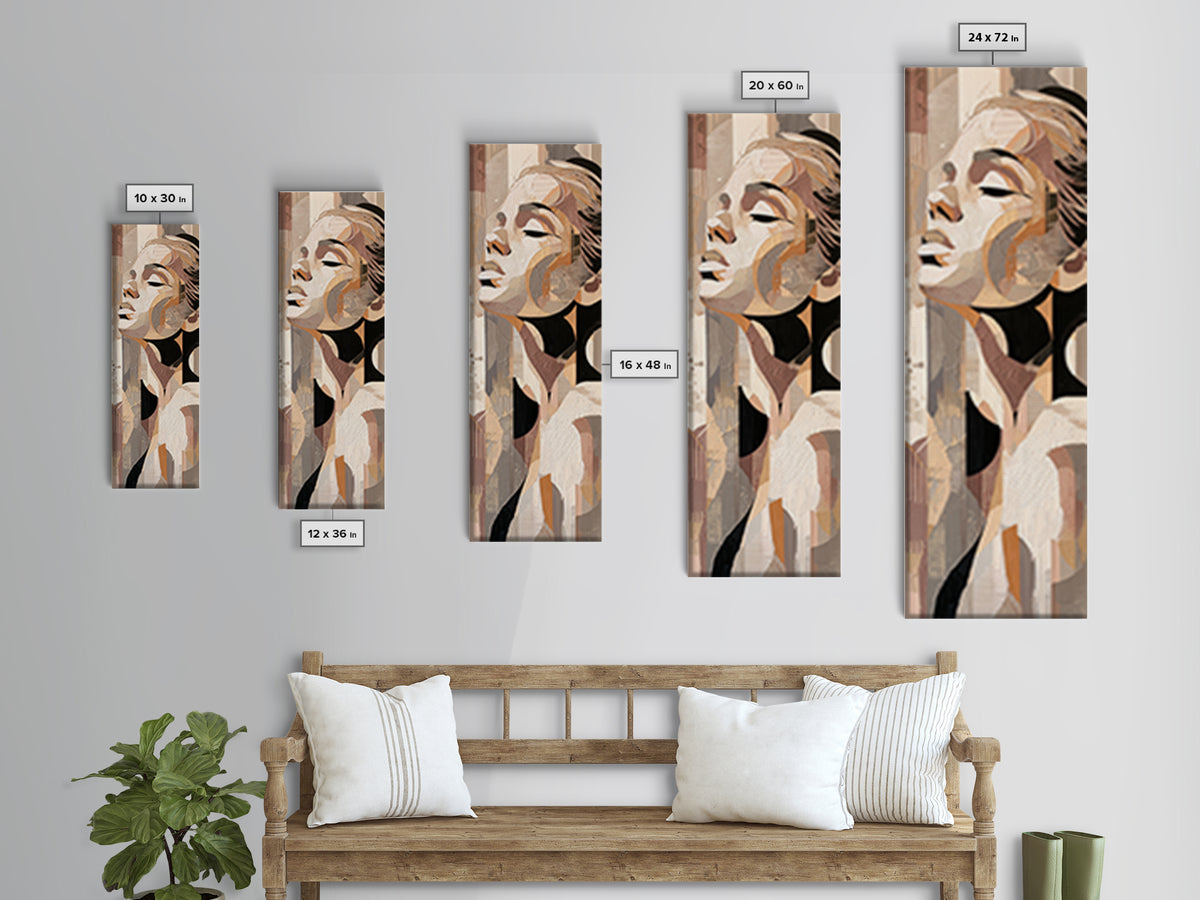 Monochrome Female Profile Canvas Print, Black and White Art, Minimalist Decor, Living Room Decor, Fine Art, Monochrome, BAW-1x3-37