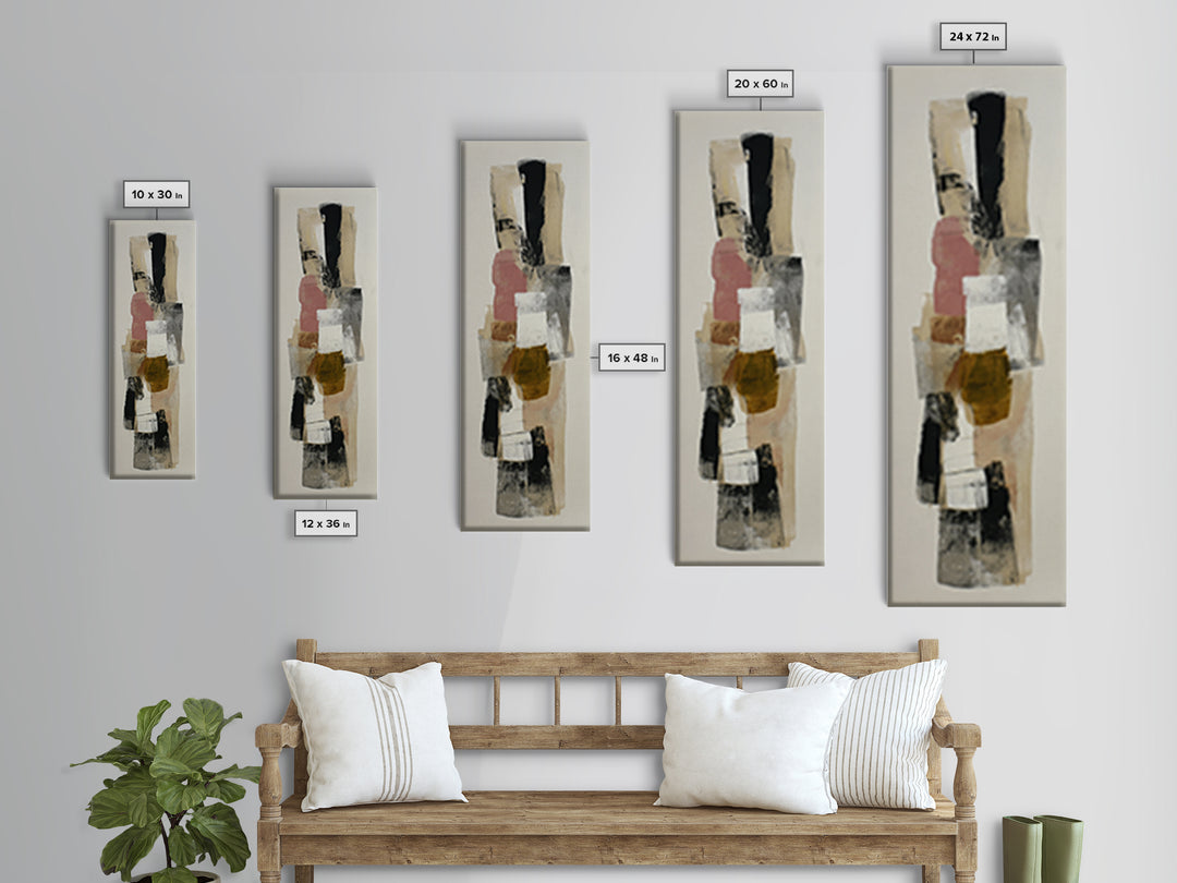 Abstract Charcoal Gestures on White Paper Canvas Print, Black and White Art, Gothic Decor, Living Room Decor, Monochrome, BAW-1x3-40