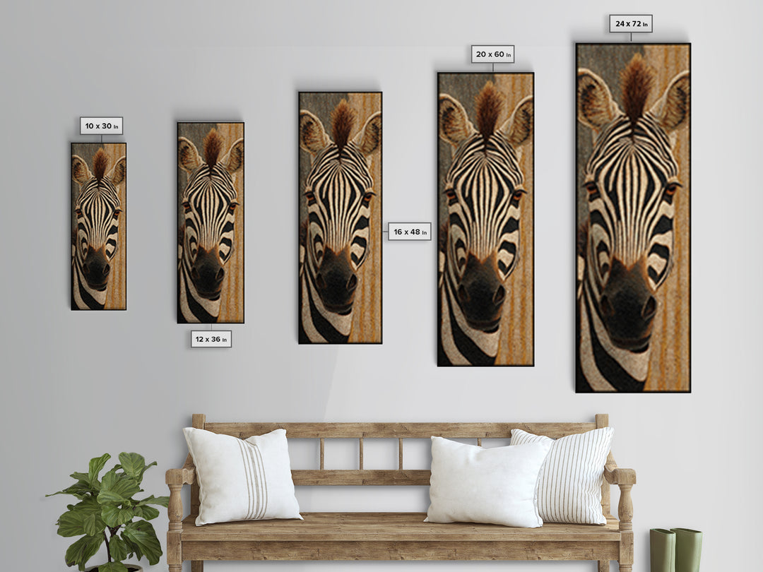Zebra Stripe Closeup as Graphic Abstraction Canvas Print, Black and White Art, Art Print, Living Room Decor, Monochrome, BAW-1x3-44